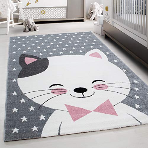 Kinderteppich Niedliches Katze Design Spielteppich Weich & Soft Babyzimmer Spielzimmer Kinderzimmer...