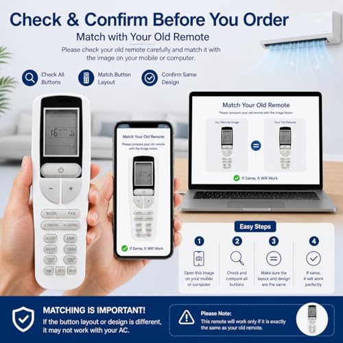 Image of 5 Year Warranty AC Remote Compatible for VOLTAS Split /Window 1.5Ton AC Remote, White (Your Old Remote Must Be Exact Same)