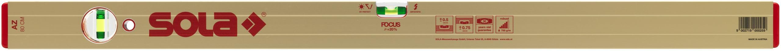 LIVELLO ALL AZ GOLD 2F cm. 80 SOLA [SOLA ]