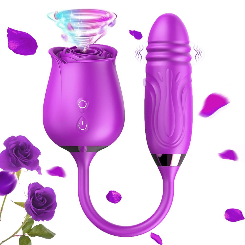 Easy to Operate Rose Shape Toys Update Model 3 in 1 Rose Toy with Tongue Licking, Thrusting and Vibrating Adult Tools Fc6+3 * 11487