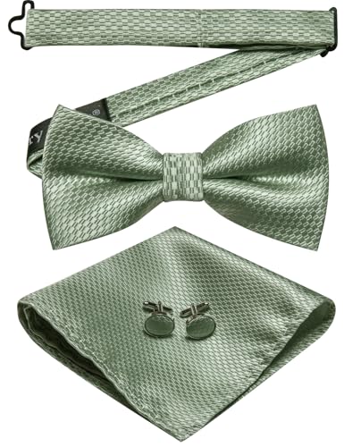 Image of YOHOWA Mens Bow Tie Set Paisley Coloful Pre-tied Bowties Adjustable with Handkerchief Cufflinks Wedding Prom Party