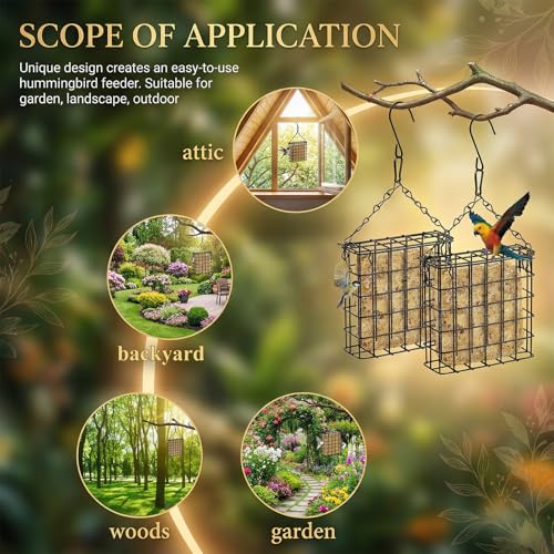 2 Stück Vogel Nistmaterial Halter Set, Aufhängbare Vogelfutterstation für Wildvögel, Futterstation mit Halterung für Außenbereich und Veranda, Ideal für Vogelbeobachtung und Garten