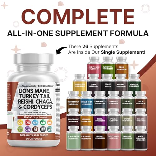 image for Clean Nutraceuticals Lions Mane 20in1 Mushroom Supplement with Turkey 