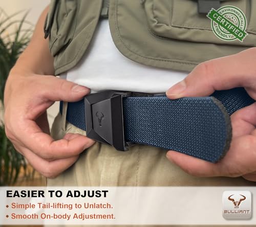 Image of BULLIANT Men Tractical Belt,Stretch Western Rigger Web Belt For Cowboy Military Heavy Duty Hiking Hunting 1.5 inch-Cut For Fit