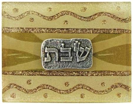 Lily Art Glass Appliquéd Small Matchbox Holder in Pearl/Gold with Match Box