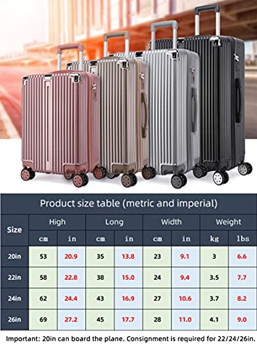 Suitcase, suitcase, durable, pink, silver, black, brown, 20/22/24/26 inches, 3-digit code lock + 4 sets of rotating wheels + zipper type + PVC3