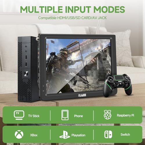 12” Portable TV with Antenna,Battery Powered TV LCD Monitor Portable TV with ATSC,Media Player (HDMI,USB and AV Input) with Remote&TV Stand,Portable TV for Camping,Car,Travel Emergency - Image 6