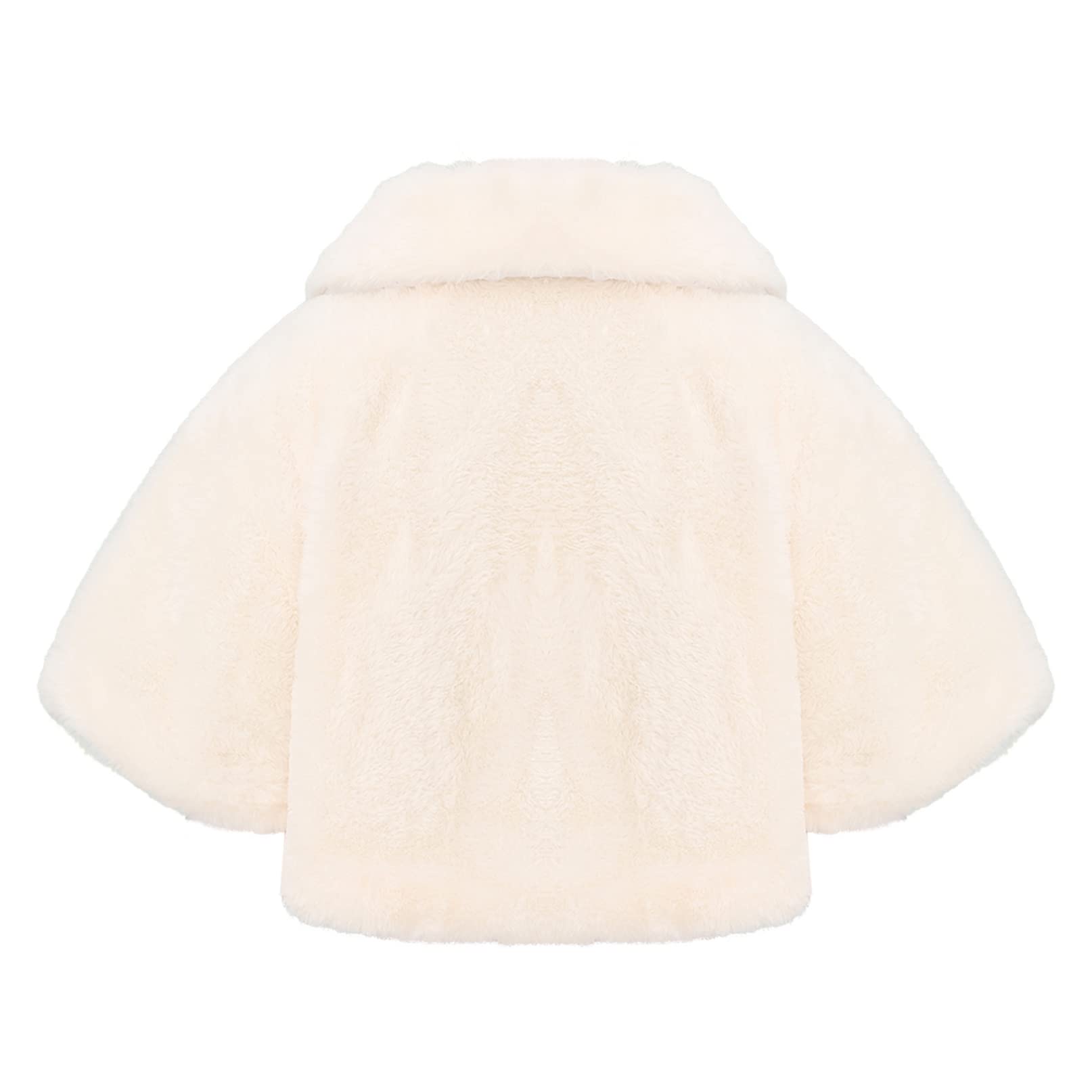 YiZYiF Cappotto in Finta Pelliccia Sintetica Giacca per Bambina Neonata Invernale Capispalla Giubbotto Largo a Maniche Lunghe con Pompon Elegante Mantello Poncho Outwear