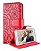 iPhone 6 Plus Wallet Case, FLYEE Christmas Gifts Premium Vintage Emboss Flower Flip Wallet Shell PU Leather Magnetic Cover Skin with Detachable Wrist Strap Case for iPhone 6/6s Plus 5.5" (Red)