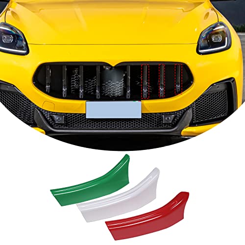 Image of Compatible with Maserati Grecale 2022 2023 Front Grill Decoration Strips Cover Trims Moulding Decoration Accessories ABS Snap-on Front Grill Mesh Car Styling 3 Pieces Grille Inserts