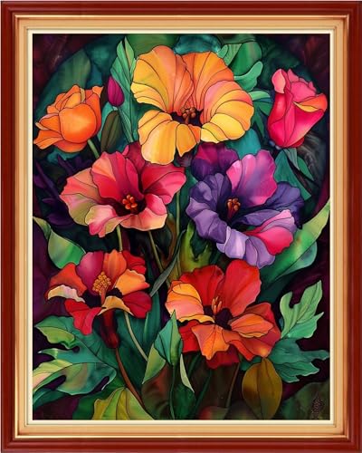 Artvxeay Stamped Cross Stitch Kits - Embroidery Kits for Beginners Cross Stitch Kits for Kids Adults 11 CT Printed Patterns Needlepoint Kits - Colorful Flowers 16x20 inch