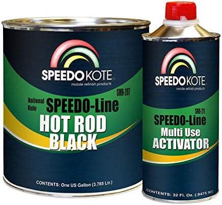 SpeedoKote SMR-207/211 - Hot Rod Black Paint, Black Satin 2K Urethane, SMR-207 4:1 mix Single Stage Gallon kit with activator included. For California, Delaware, or Maryland, order SMR-456.