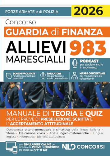 Concorso Guardia di Finanza 983 allievi marescialli. Manuale di teoria e quiz 2026. Con espansione online