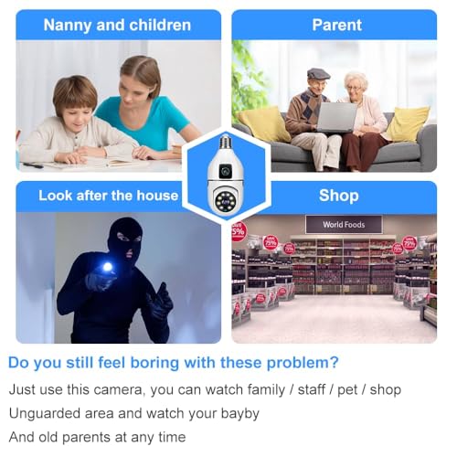 Image of 5+5MP WiFi Bulb CCTV Camera for Home Indoor | 360 View | Color Night Vision | Motion Detection | Two-Way Audio | PTZ Smart Security Camera