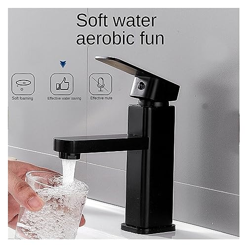 Robinet de vanité noir anti-calcaire mitigeur monotrou lavabo - 5