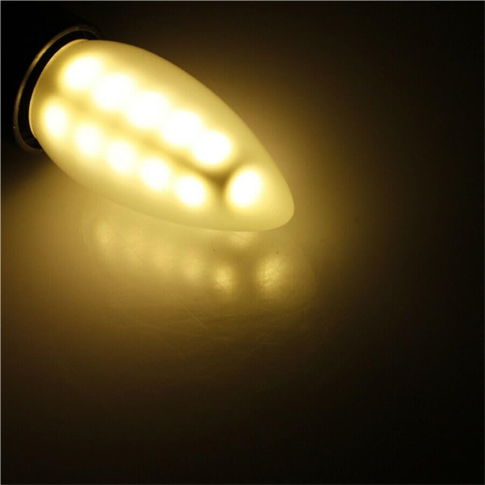 YSJX lighting, Paquete de 10 bombillas LED tipo vela, CA 220 V, 16 LED, E14/E27, 3 W, for candelabro, carcasa transparente/esmerilada(Clear shell,Warm White E27)