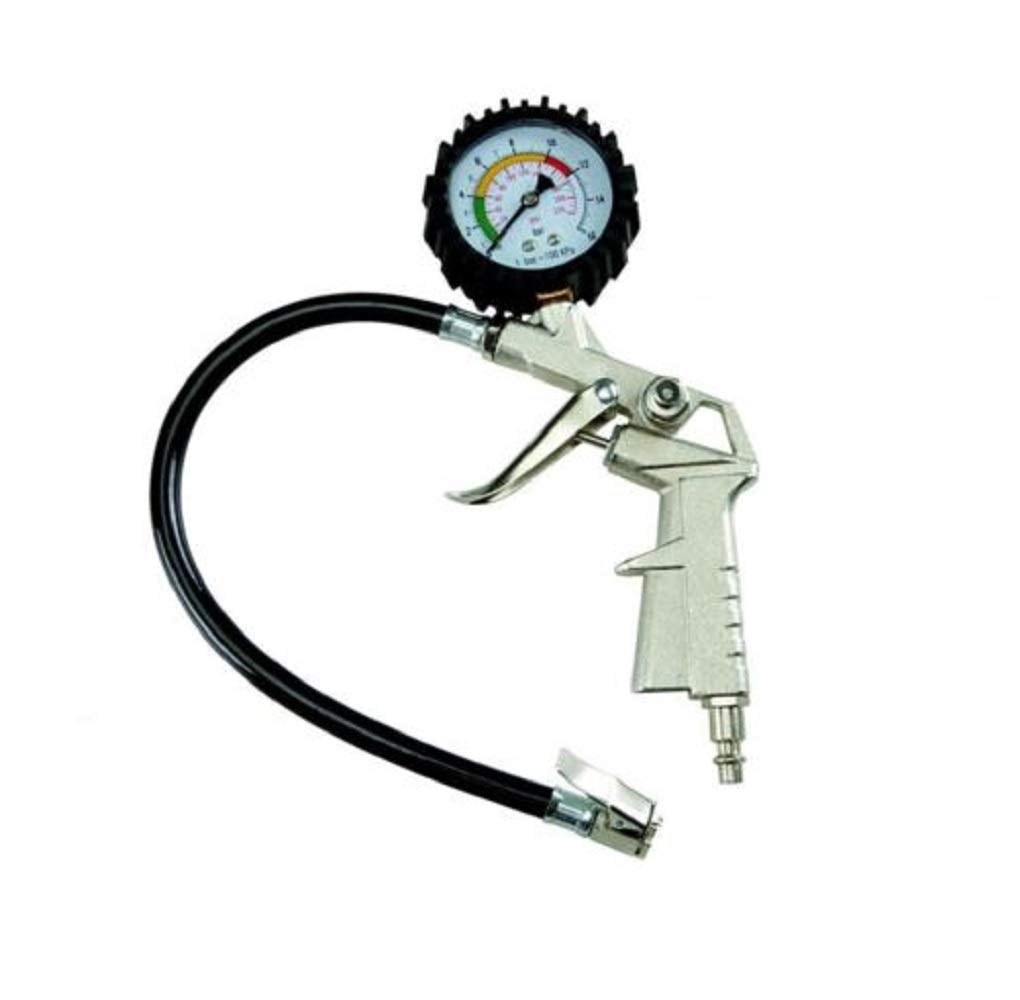 Dial Tire Inflator Gauge Flexible Hose 220 PSI Pistol Style Air Chuck Pneumatic New