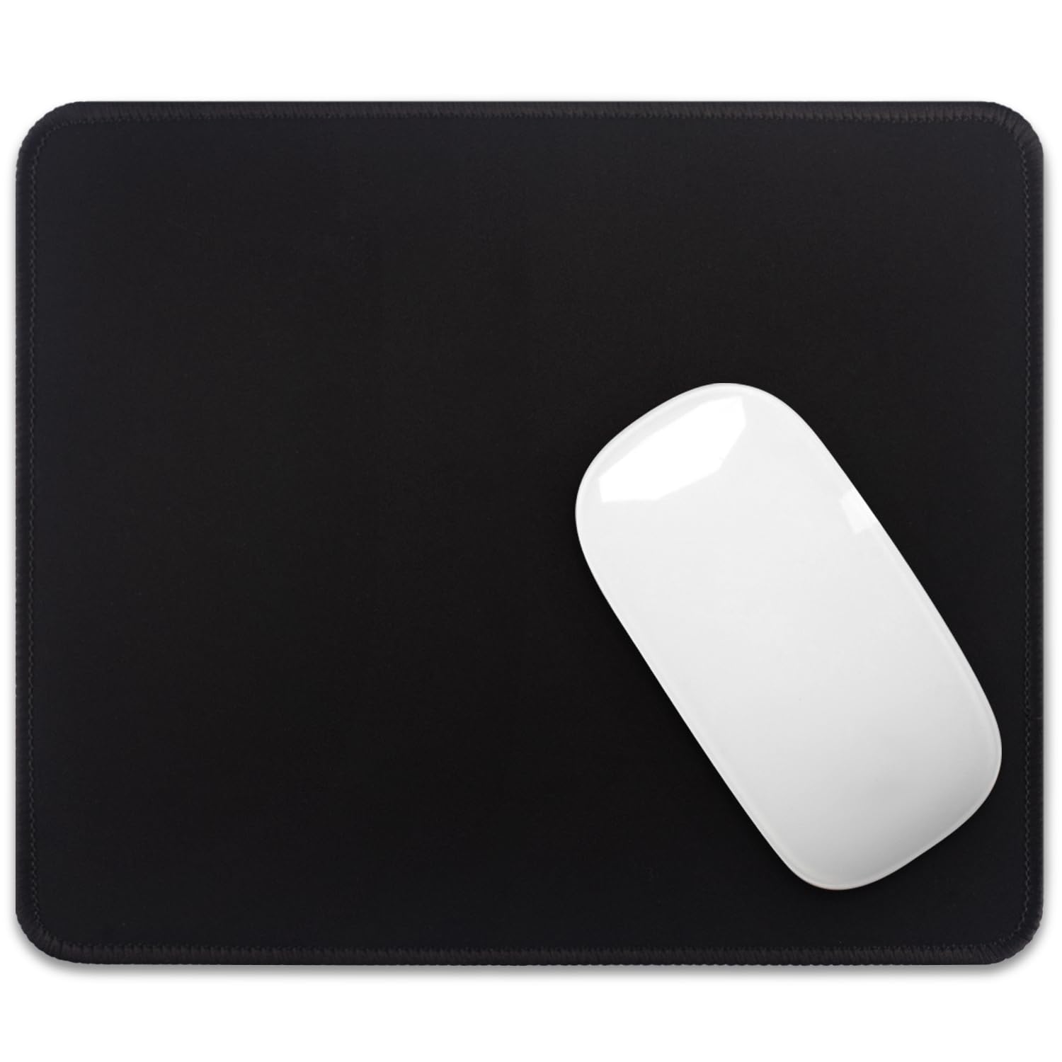 FROGIGO Mouse Pad with Stitched Edges - Classic Black Mousepad for Women 9 25 x 7 75 inch