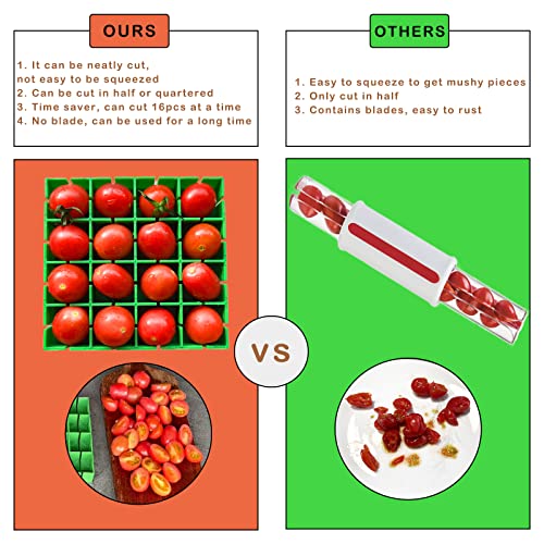 Yamteck Grapes Cherry Tomatoes Cutter Slicer Half Or Quarter Cutting 16Pcs At A Time, Food Grade Material, Dishwasher Safe, Fruit Container Holder Cutter For Salad Kids Baby Toddlers' Snacks 2023 New #TOP1