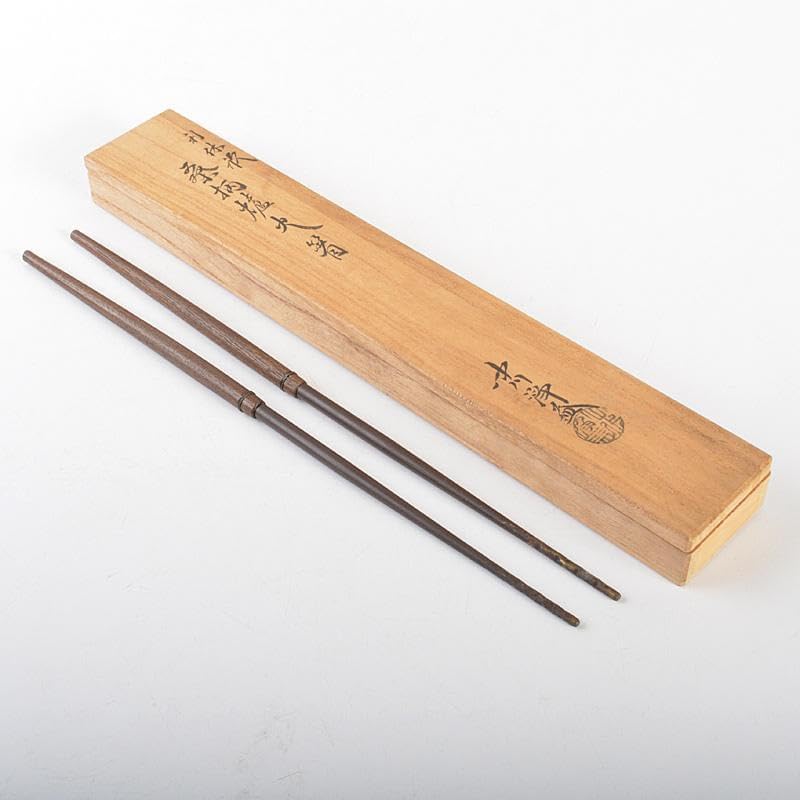 茶道具 中川浄益造 銅製 利休倣 桑柄火箸 共箱 V 6687 茶道具 中川