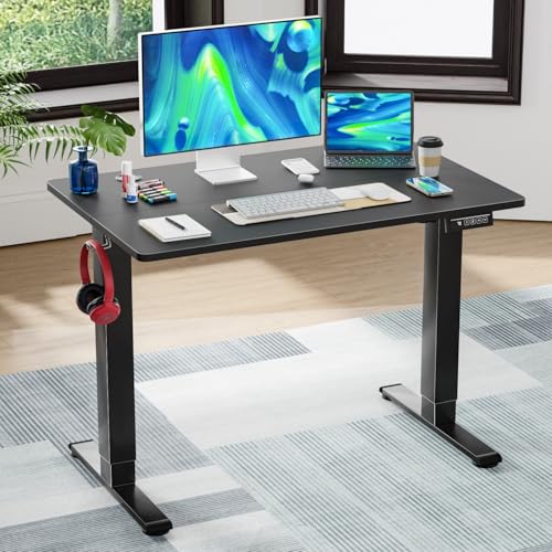 Image of PayLessHere 40 Inch Electric Standing Desk Computer Desk with Large Space and Headphone Holder Office Desk with Electric Lifting and Memory Function (40 inch, Black)