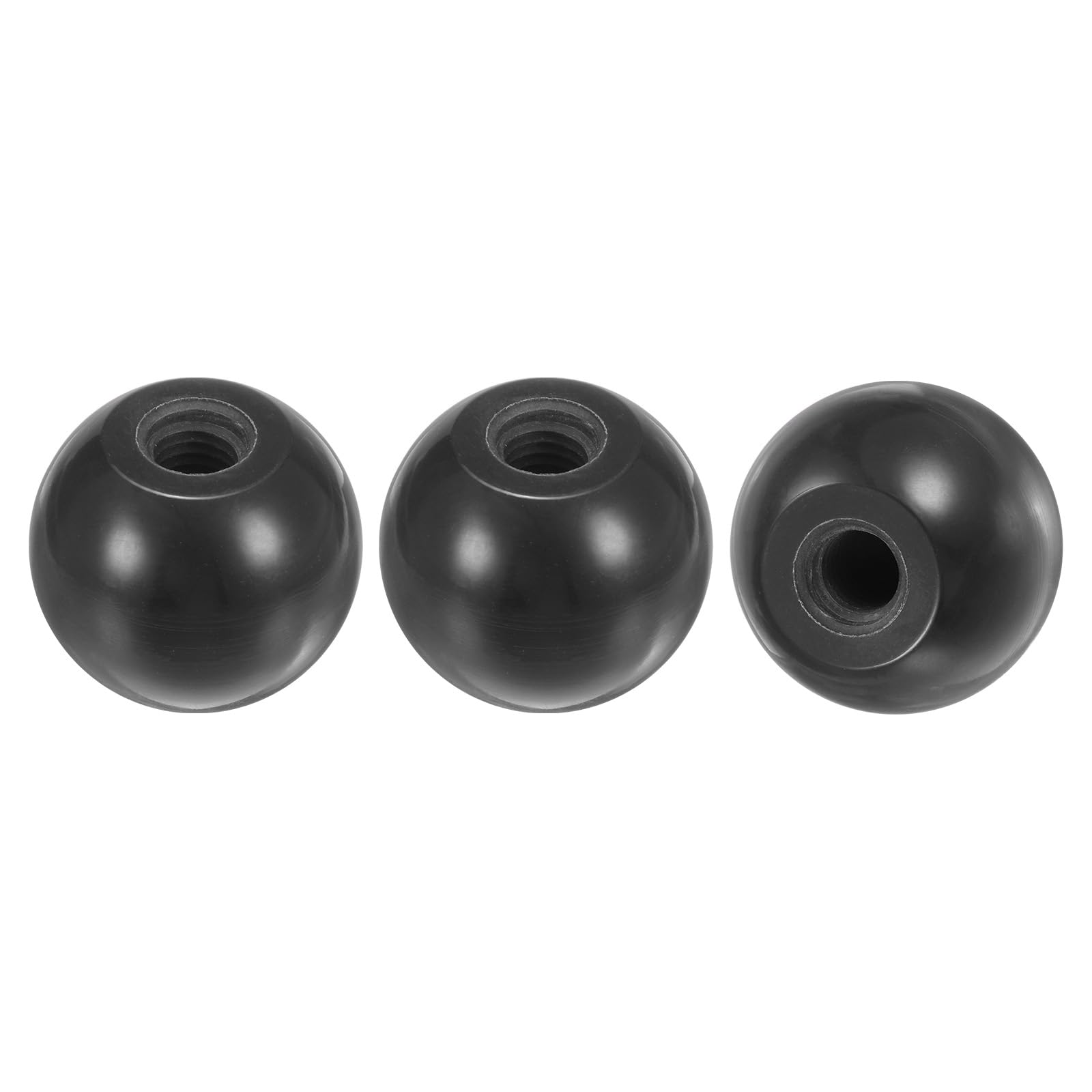 M METERXITY 3-Pack Threaded Ball Knobs, M10 Female Thread 35mm Dia. Thermoset Ball Knob for Lathe/Machine/Lawn Mowers, Round Phenolic Lever Handle [Black]