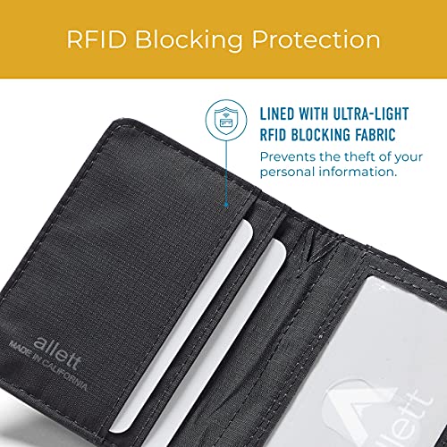 Allett Hybrid Card Wallet & Pen Bundle | Onyx Black, Leather, RFID Blocking, Vertical Layout | Slim, Minimalist, Bifold, Card Holder, Water Resistant | Holds 3-10+ Cards, Cash | Stainless Steel Pen 7