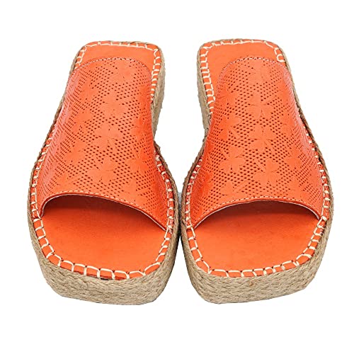 Wedge sandal orange Bonateks Femme taille 36 pour vos terrasses et balades estivales