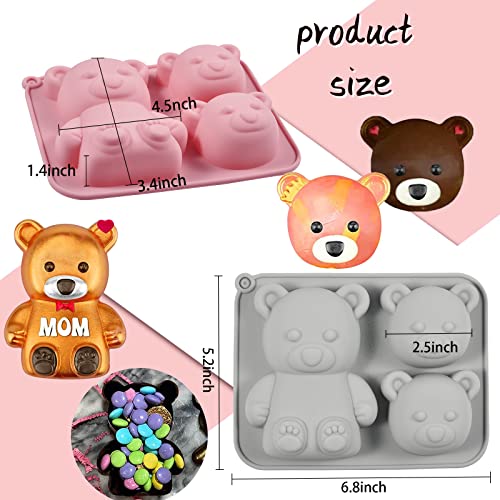 Ostereier Hasen Silikon Formen für Schokolade, 2 Stück 3D Osterei Hase Form für Gummy Schokolade Süßigkeiten Badebombe Kuchenform Osterdeko (Bear)