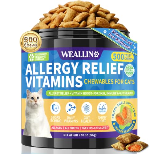 WEALLIN Allergy Relief for Cats Allergy Treats with Multivitamin 500 Chews