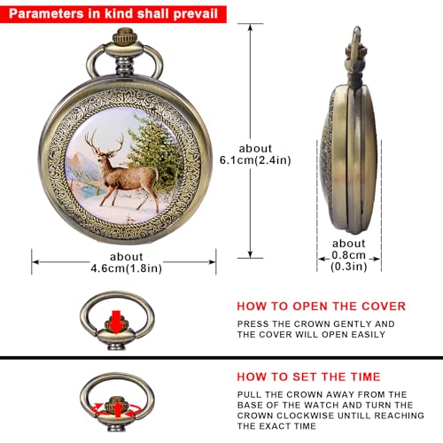 Image of Dragon Design Quartz Pocket Watch Roman Numerals with Chain Birthdays Gifts for Father's Days