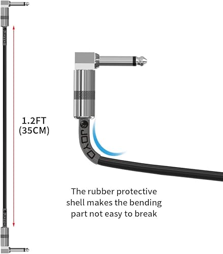 Miniatura 10 de JOYO Cable de guitarra bajo de 15 pies, cable de instrumento de audio profesional de 14 de pulgada en ángulo recto (negro, CM-12)