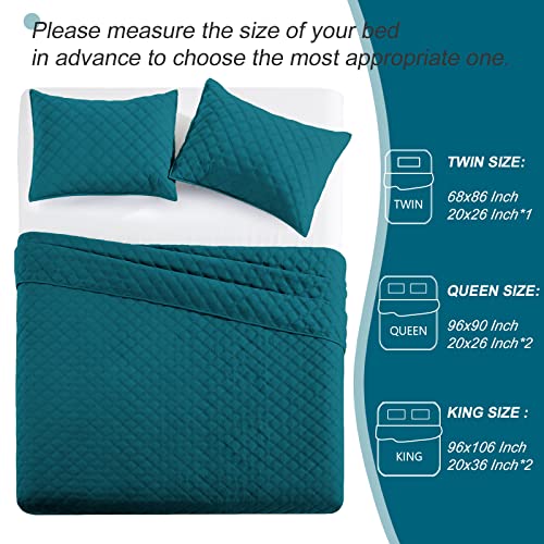 Exclusivo Mezcla 3-Piece Navy Blue King Size Quilt Set, Box Pattern Ultrasonic Lightweight And Soft Quilts/Bedspreads/Coverlets/Bedding Set (Includes 1 Quilt, 2 Pillow Shams) For All Seasons #TOP2