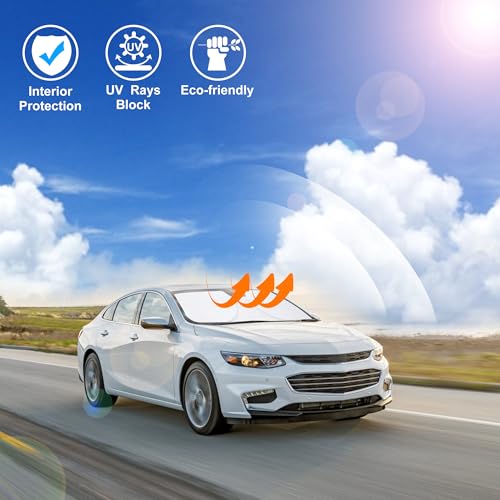 Image of Windshield Sun Shade Custom Fit for 2016-2024 2025 Chevrolet /Chevy Malibu Accessories Foldable Sunshade Sun Blocker Protect Car from Sun Rays & Heat Damage Keep Car Cooler