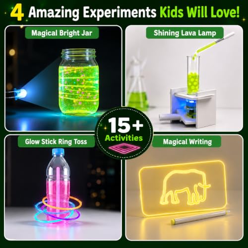 Image of PW Science Experiment Kit for Kids Ages 8-14, DIY Glow in the Dark Kit Rakhi Gifting | 100+ STEM Experiments with Manual, 30 Bonus DIY Activities, Birthday /Rakhi Gift