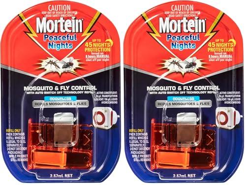Mortein Peaceful Nights Plug In Fly & Mosquito Repellent Refill, 25ml (Pack of 2)