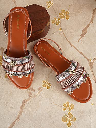 Image of Marc Loire Women's Embroidered and Embellished Flat Fashion Sandals
