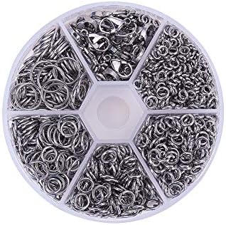 PandaHall Elite about 1160 pcs 4/5/6/8/10mm Stainless Steel Jump Rings with 30 pcs Lobster Claw Clasps for Earring Bracelet Necklace Pendants Jewellery DIY Craft Making, Stainless Steel Color
