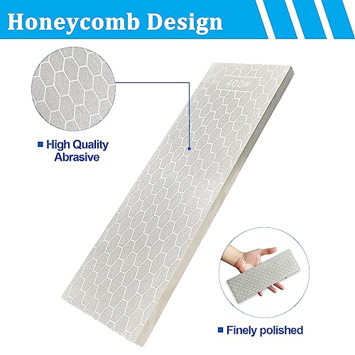 Uf-Sharp Diamond Sharpening Stone Set With Adjustable Non-Slip Holder, 8 Inch 400/1000 Grit Extra Fine Double-Sided Diamond Plate Whetstone Knife Sharpener (Diamond + Base) #TOP4