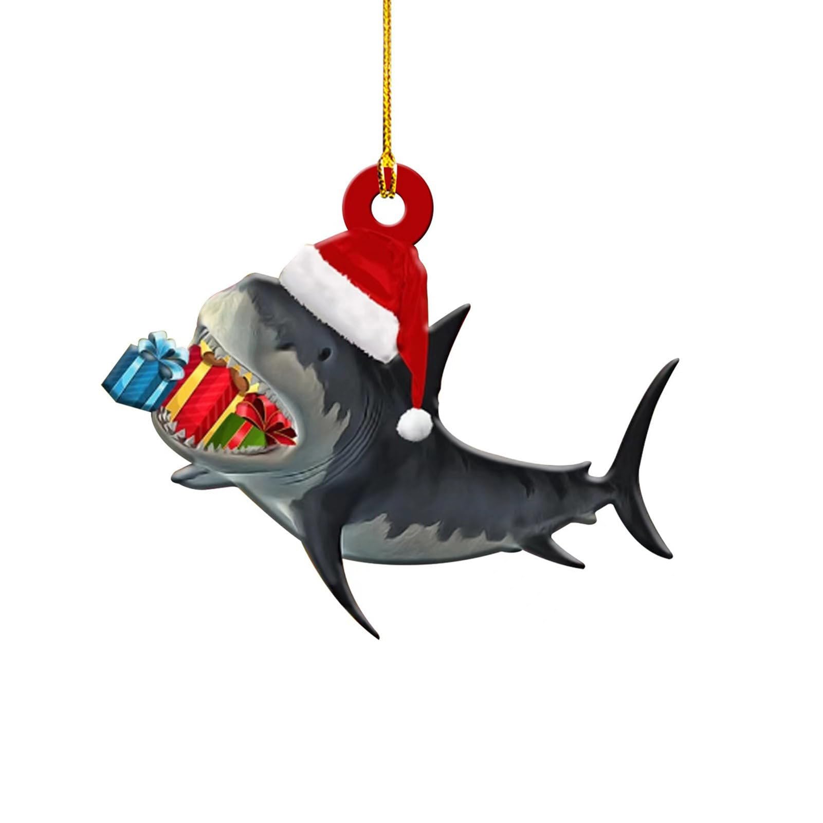 SpirWoRchlan Christmas Shark Pendant Lightweight Creative Christmas Tree Hanging Shark Ornament for Home Decoration Xmas Decorations Holiday Party Decor Xmas Gifts (A)
