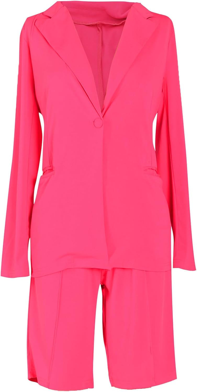 Famnbro Womens 2 Piece Blazer Outfits Lapels Open Front Suit Jacket and Bermuda Shorts Set - Image 4