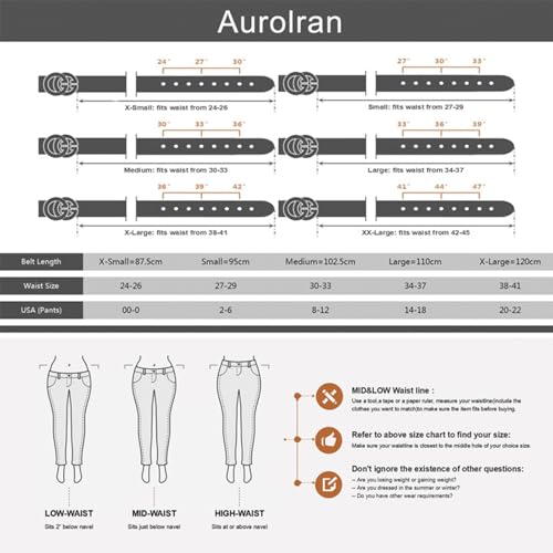 Image of Aurolran Women's Leather Belt with Buckle - Ideal for Dresses, Jeans, and Coats