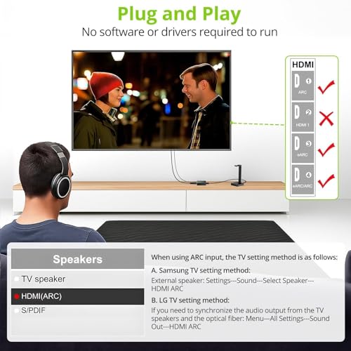 Image of LiNKFOR eARC Audio Extractor，eARC /ARC HDMI to Optical Audio Extractor, eARC /ARC Audio Converter, for HDTV to Soundbar,Wireless Headphones,Home Theater