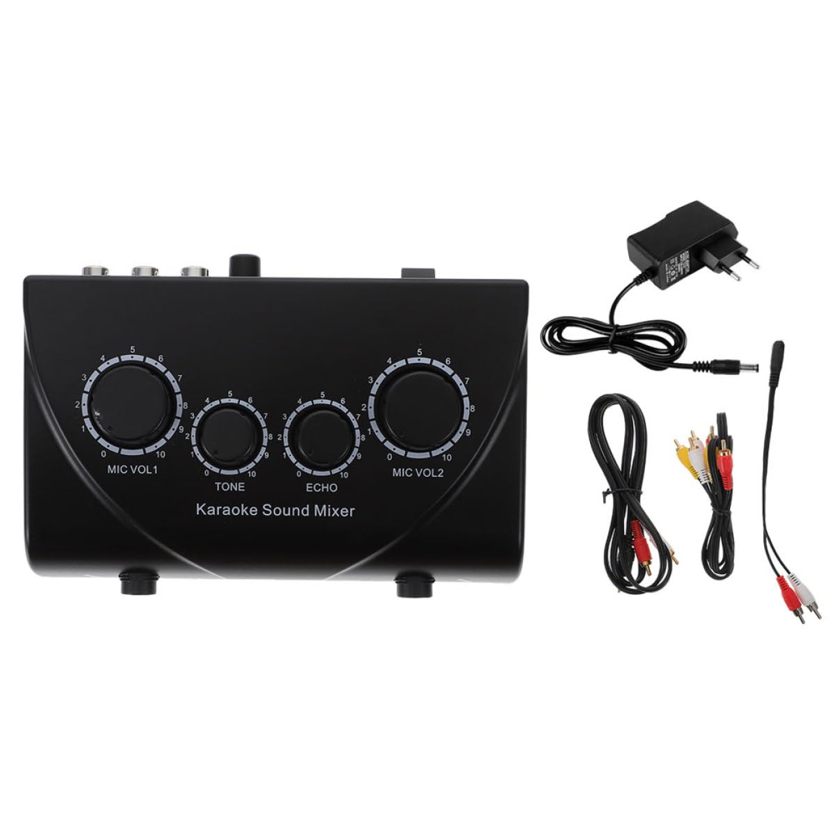 LIOOBO Mezclador de Audio bajo Ruido Profesional Karaoke Negro con Doble Micrófono y Cable y Mejora de Voz para Salas Ktv y Escenarios
