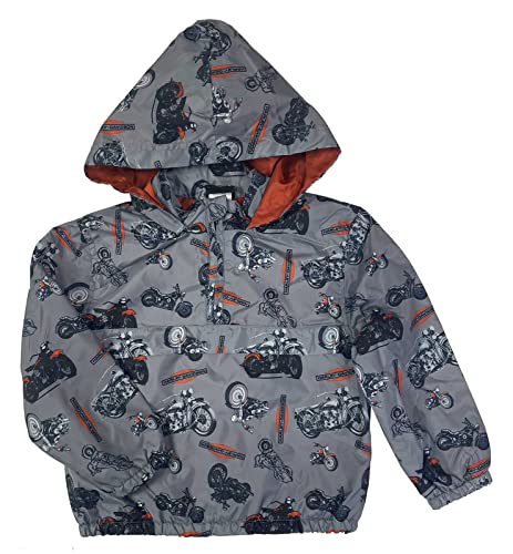 Harley-Davidson Little Boys' 1/4-Zip Bike Printed Hooded Toddler Windbreaker