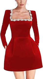 Square Neck Short Wedding Dress Long Sleeve Velvet Mini Prom Dress Beaded Bridal Gowns for Wedding