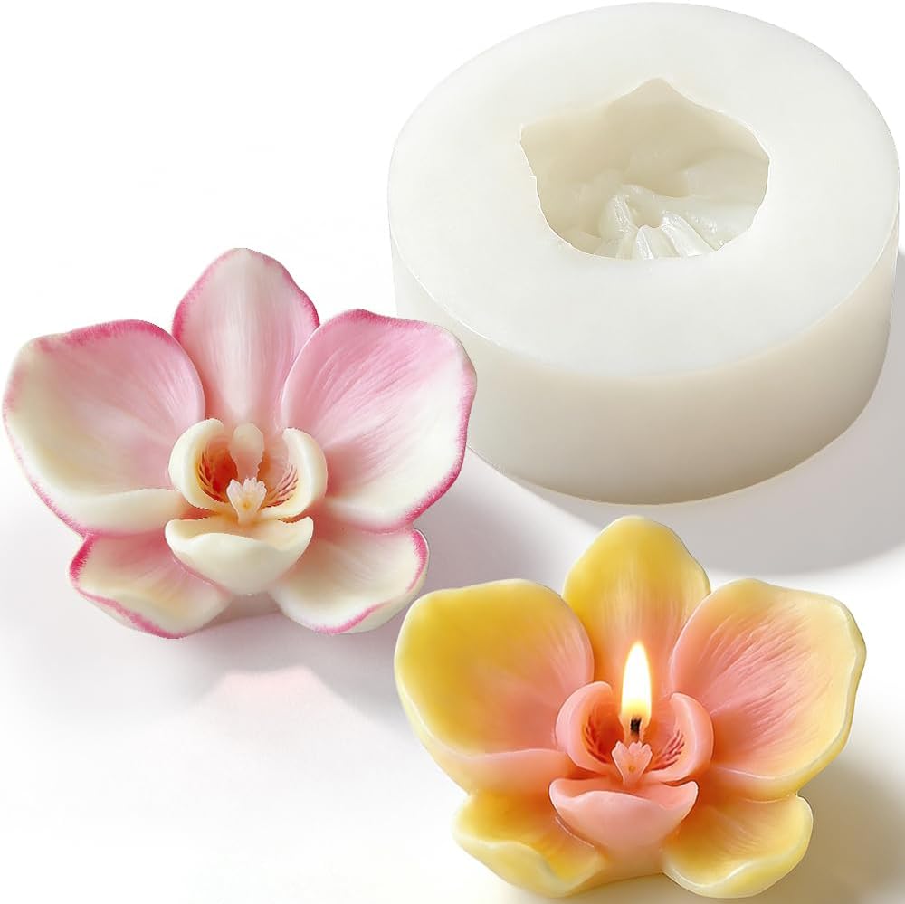 Phalaenopsis Orchid Flower Silicone Candle Mold,Orchids Flowers Balls Epoxy UV Resin Molds 3D Silicone Molds for Crafts Gummy Mold for Baking Making Chocolate Soap Wax Resin Casting DIY Aromatherapy