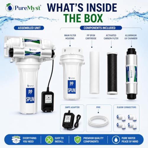 Image of 3 Stage Gravity Base Filter Without RO For Municipal Water With Active Carbon & UV Water Purifier
