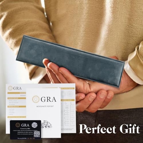 Moissanite Tennis Bracelet Women Men: 3MM 925 Sterling Silver 14k White Gold Plated 4.3CT VVS1 D Color Tennis Chain Bracelets Elegant Lab Diamond Moissanite Jewelry Anniversary Necklaces for Women Wife Mom4