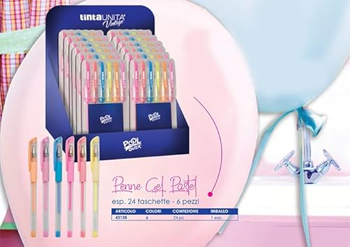 Penne gel pastel color tinta unita kit da 6 penne